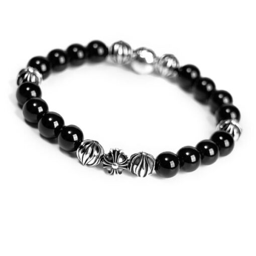 CH Onyx Bead Bracelet 8MM (8 Silver Beads)