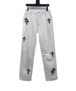 Chrome Heart White Leopard Cross Jeans