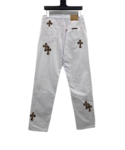 Chrome Heart White Leopard Cross Jeans