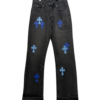 Chrome Hearts Black and Blue Cross Jeans