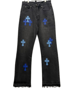 Chrome Hearts Black and Blue Cross Jeans