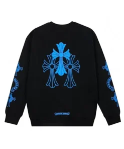 Chrome Hearts Blue Logo Crewneck Sweatshirt – Black