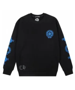 Chrome Hearts Blue Logo Crewneck Sweatshirt – Black