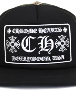 Chrome Hearts CH Hollywood Trucker Hat – Black Camo