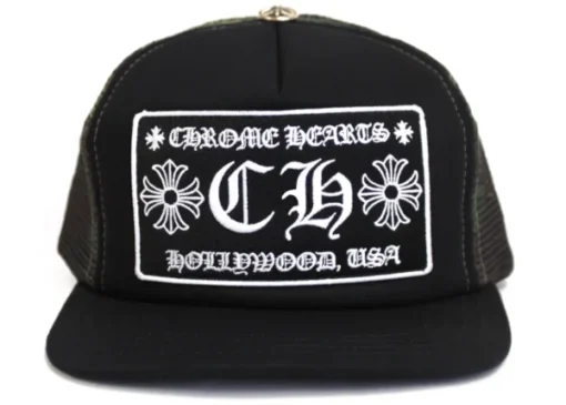 Chrome Hearts CH Hollywood Trucker Hat – Black Camo