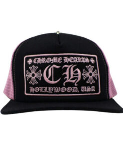 Chrome Hearts CH Hollywood Trucker Hat – Black-Pink