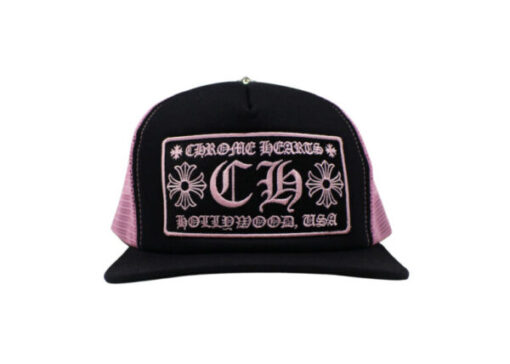 Chrome Hearts CH Hollywood Trucker Hat – Black-Pink