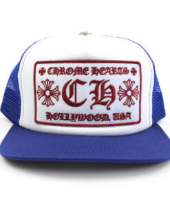 Chrome Hearts CH Hollywood Trucker Hat – Blue White