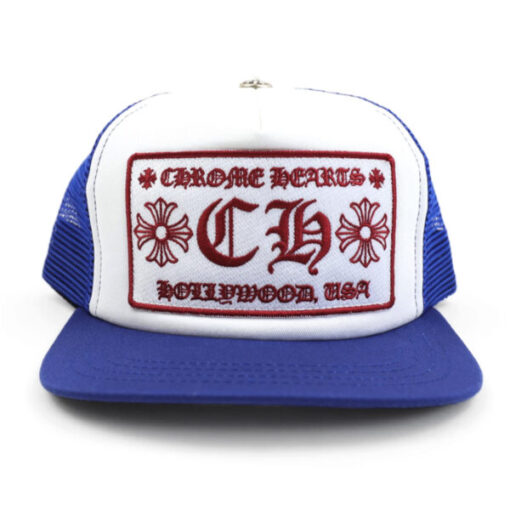 Chrome Hearts CH Hollywood Trucker Hat – Blue White