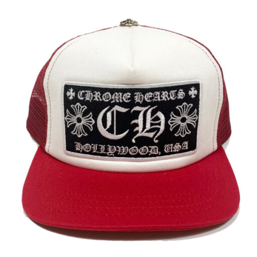 Chrome Hearts CH Hollywood Trucker Hat – Red White