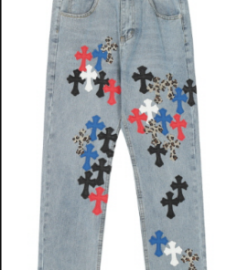 Chrome Hearts Color Multi Cross Patch Light Blue Denim Pants