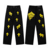 Chrome Hearts Distressed Yellow Jeans