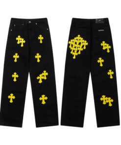 Chrome Hearts Distressed Yellow Jeans