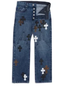 Chrome Hearts Fleur Knee Cross Patch Jeans