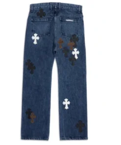 Chrome Hearts Fleur Knee Cross Patch Jeans