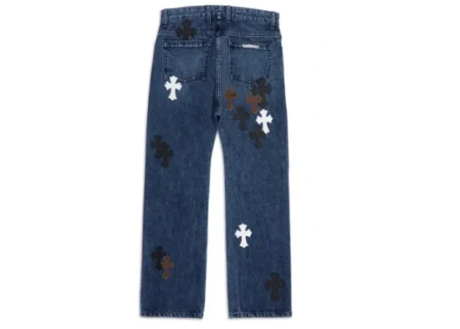 Chrome Hearts Fleur Knee Cross Patch Jeans