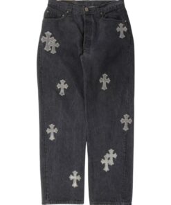 Chrome Hearts Pony Hair Cross Patch Jeans