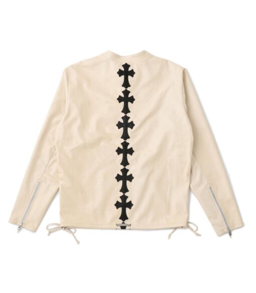 Chrome Hearts x Dover Street Market Ginza Cemetary Spine Leather Jacket – Beige