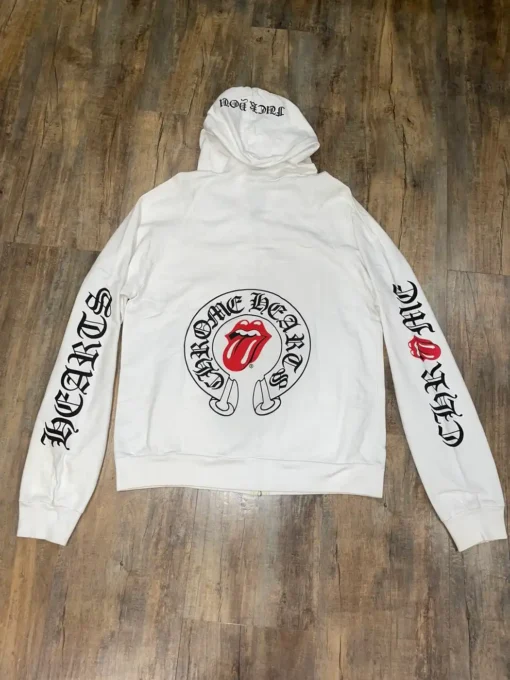 Chrome Hearts × TheRolling-Stones RARE Zip Up Hoodie white