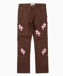 Chrome Style Brown Carpenter Hearts Pants