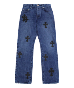 Cross Leather Patches Jeans