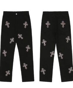 Rhinestone Cross Chrome Hearts Pants